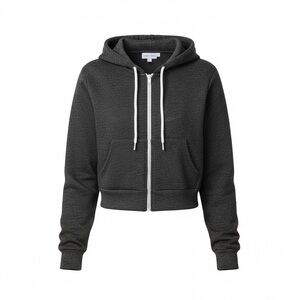 American Apparel Grey Cropped Zip Hoodie XXS